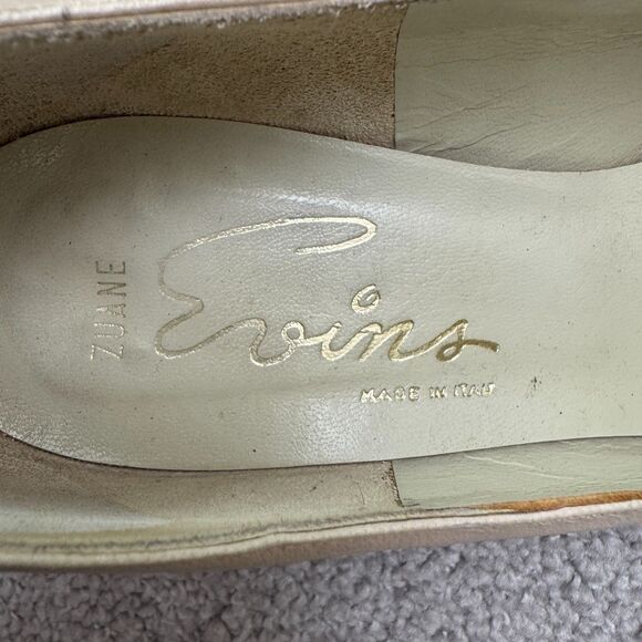 Ervins Zuane Vintage 70's Leather Stacked Block Heels Pumps Womens 5B Beige Work - Picture 9 of 14